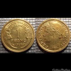 Hc 1 franc Morlon 1940 23mm 4g