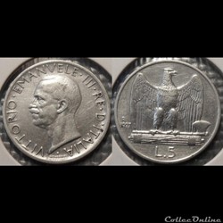 Italie 5 Lire 1927 R
