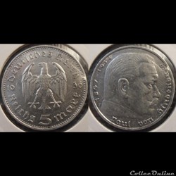 Germany 5 Mark 1936 F