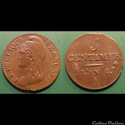 C-Directoire 5 Centimes Dupré An 4A