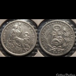 Pérou 1 Dinero 1908 F.G.