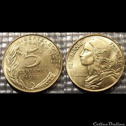 Cf 5 centimes Marianne 1975 17mm 2g