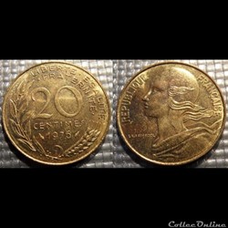 Ef 20 centimes Marianne 1976 23.5mm 4g