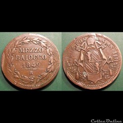 Vatican Mezzo Baiocco 1849 R