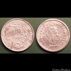 q- MN etr Suisse jeton de1 Fr 1954