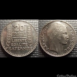 Ma 20 francs Turin 1933 35mm 20g