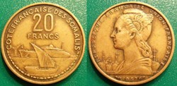 Djibouti- Cote Française des Somalis 20 francs 1952 aile