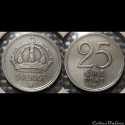 Suède 25 Ore 1949 TS