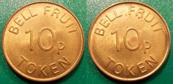 e- J etr Grande Bretagne BELL FRUIT 10 P Token