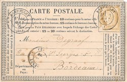 Carte postale avant 1900 Taupignac Charente Inférieure -> Bordeaux
