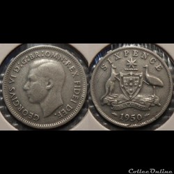 Australie 6 Pence 1950