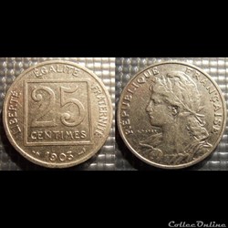 Fa 25 centimes Patey, carré 1903 24mm 7g