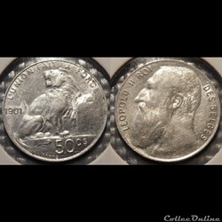 Belgique 50 Centimes 1901 Des Belges