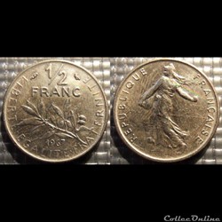Gl 1/2 franc semeuse 1967 19.5mm 4.5g
