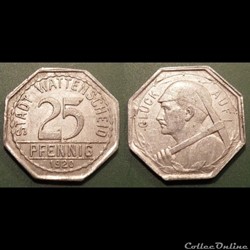 q- MN etr Germany Wattenscheld 25 Pfennig 1920