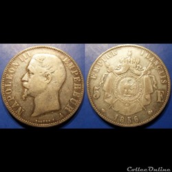 N-Napoleon III Empereur 5 Francs non lauré 1856 A