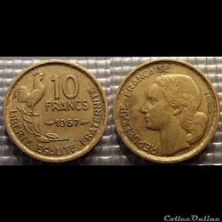 Le 10 francs Guiraud 1957 20mm 3g