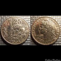 Fb 25 centimes Patey, faisceau 1904 24mm 7g
