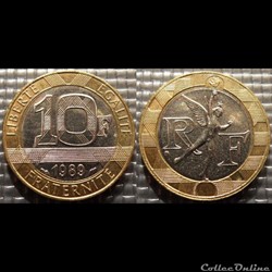 Lq 10 francs Génie de la Bastille 1989 23mm 6.5g