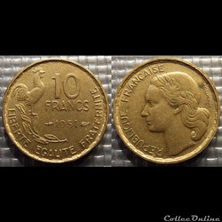 Le 10 francs Guiraud 1951 20mm 3g