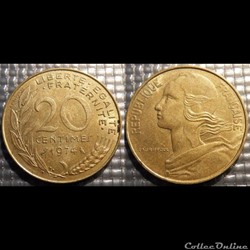 Ef 20 centimes Marianne 1974 23.5mm 4g
