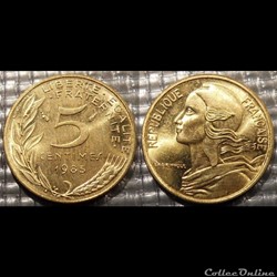 Cf 5 centimes Marianne 1985 17mm 2g