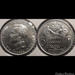 Monaco 5 francs 1966 Rainier III