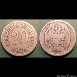Serbie 20 Pare 1883