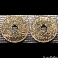 Fe 25 centimes EM Lindauer .1939. 24mm 4g
