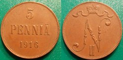 Finlande 5 Penniä 1916 Nicholas II