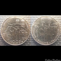 Om 100 francs Lib. de Paris, desc. Champs Elysées 1994 31mm 15g