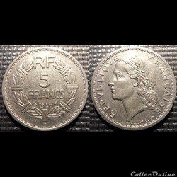 Ke 5 francs Lavrillier 1946 C 31mm 3.5g
