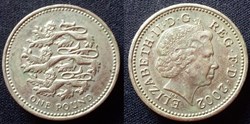 1 Pound 2002 3 lions anglais