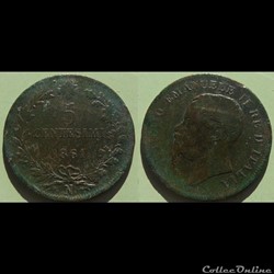 Italie 5 Centesemi 1861 M