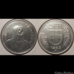 Suisse 5 francs 1965 B