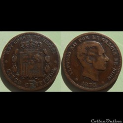 Espagne 5 centimos 1878