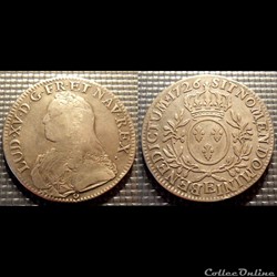 I11 Louis XV Ecu dit"aux branches d'olivier" 1726 Tours