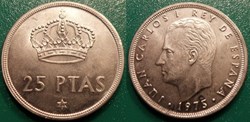 25 Pesetas 1975 Etoile Tranche en relief: Unie, grande et libre