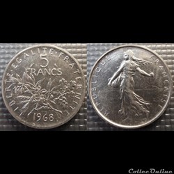 Kf 5 francs Semeuse 1968 29mm 12g