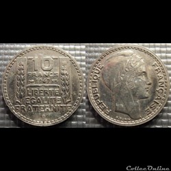 Lc 10 francs Turin grosse tête rameaux courts 1947 B 26mm 7g