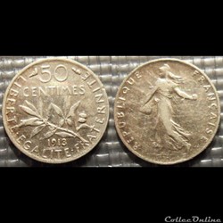 Ga 50 centimes Semeuse 1913 18mm 2.5g