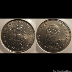 Polynésie Française 20 Francs I•E•O•M• 1975 dauphin