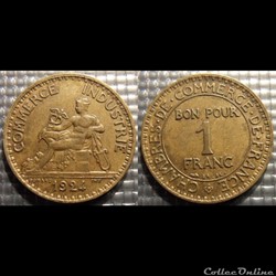 Hb 1 franc Domard 1924 23mm 4g