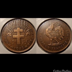 Cameroun Français Libre 1 franc 1943 Prétoria