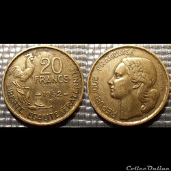 Mc 20 francs G. GUIRAUD 1952 B 23.5mm 4g