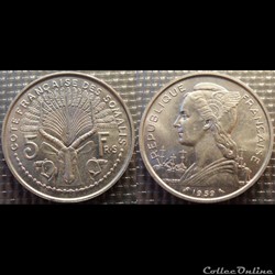 Djibouti- Cote Française des Somalis 5 francs 1959