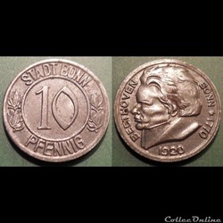 q- MN etr Germany Bonn 10 Pfennig 1920