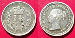 Grande Bretagne 1 1/2 Pence 1843 Victoria "tête jeune"