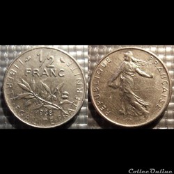 Gl 1/2 franc semeuse 1968 19.5mm 4.5g