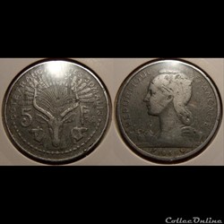 Djibouti- Cote Française des Somalis 5 francs 1965